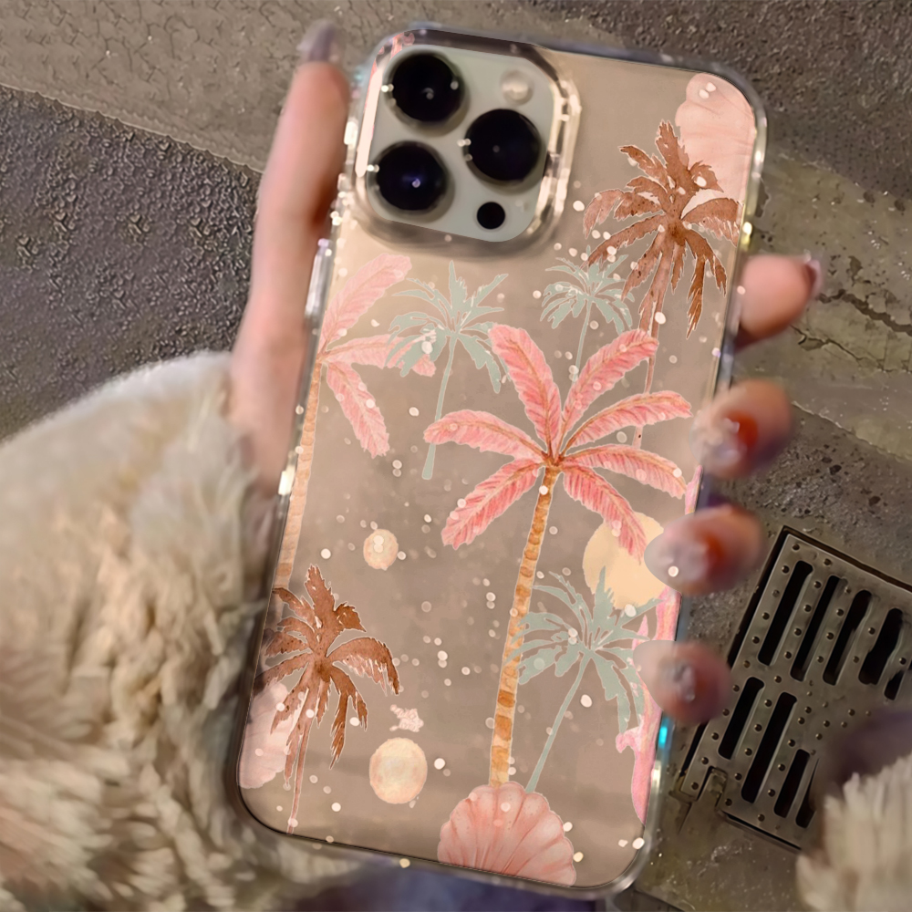 Phone Accessories To Sell - Beach coconut trees Clear Glitter Phone