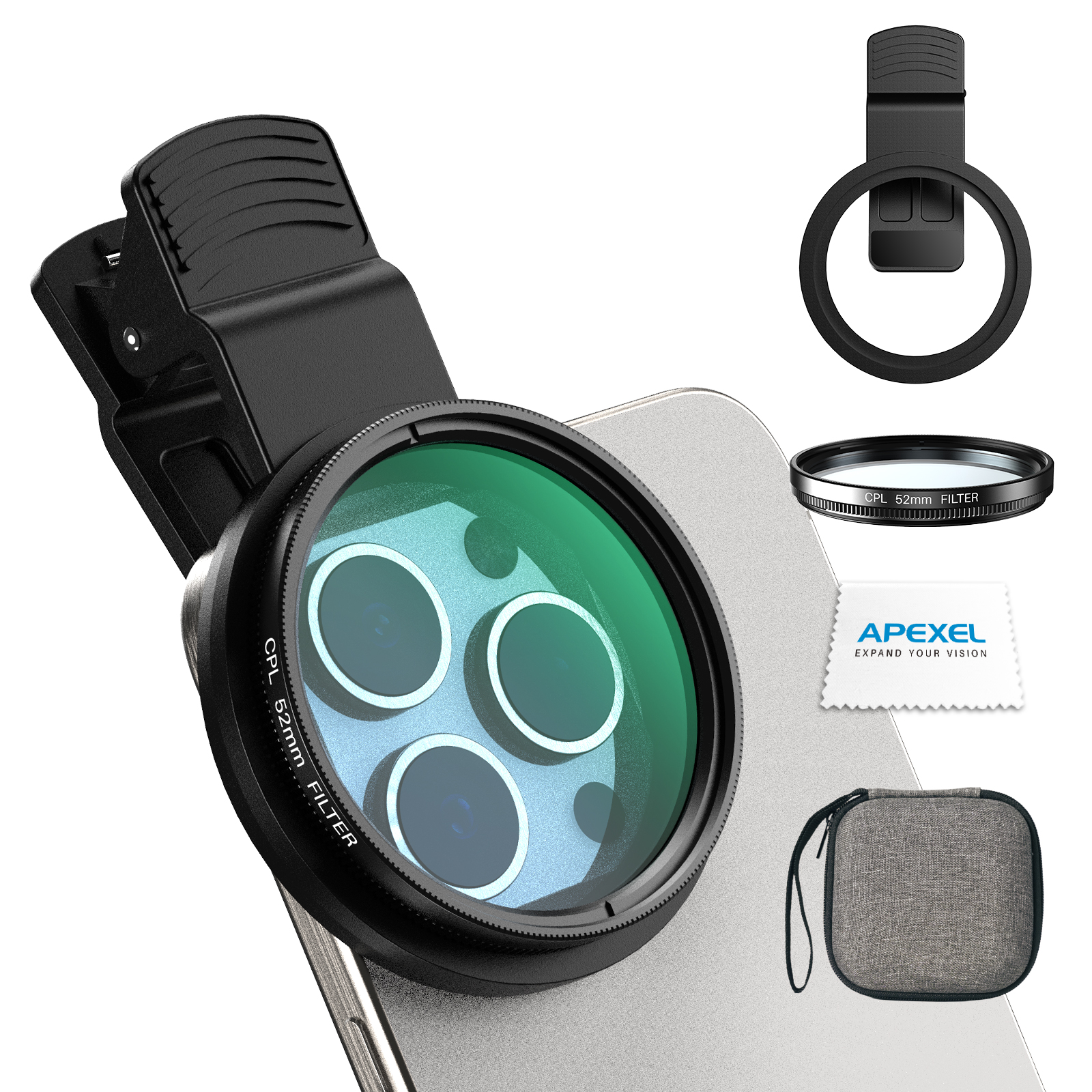 Lens Camera Clip - APEXEL 52mm HD Filter Lens Kit,