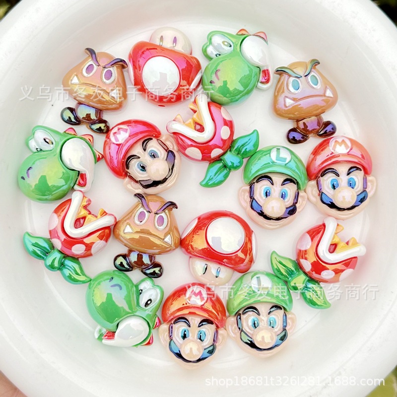 Phone Accessories Hanging - 5/10pcs cartoon ornament through-hole resin bead
