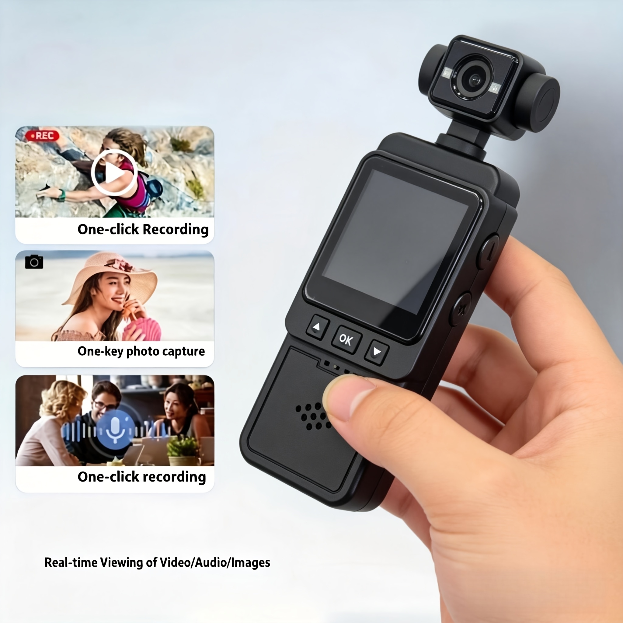 2K WiFi Gimbal Action Camera,  - Lens Camera Clip 评论和价格