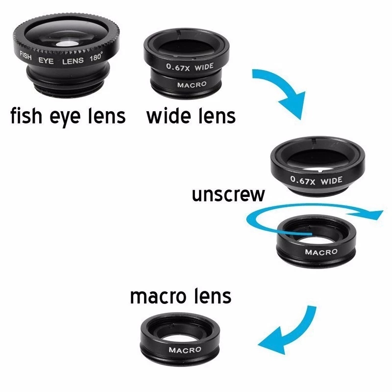 3in1 Fisheye Wide Angle Micro  - Lens Camera Clip 评论和价格