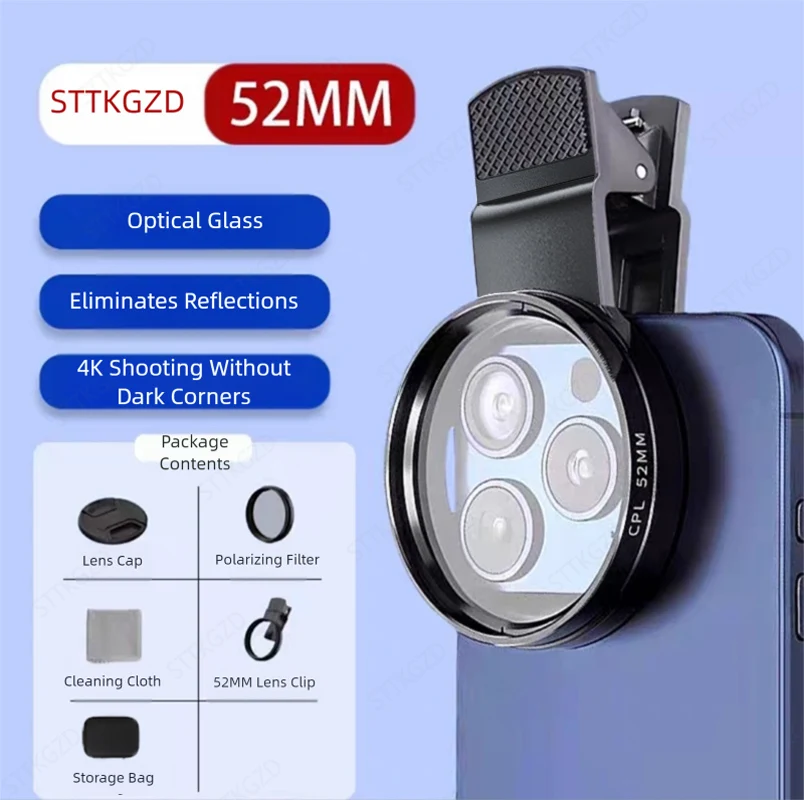 52mm CPL Mobile Phone Lens Fil - Lens Camera Clip 评论和价格